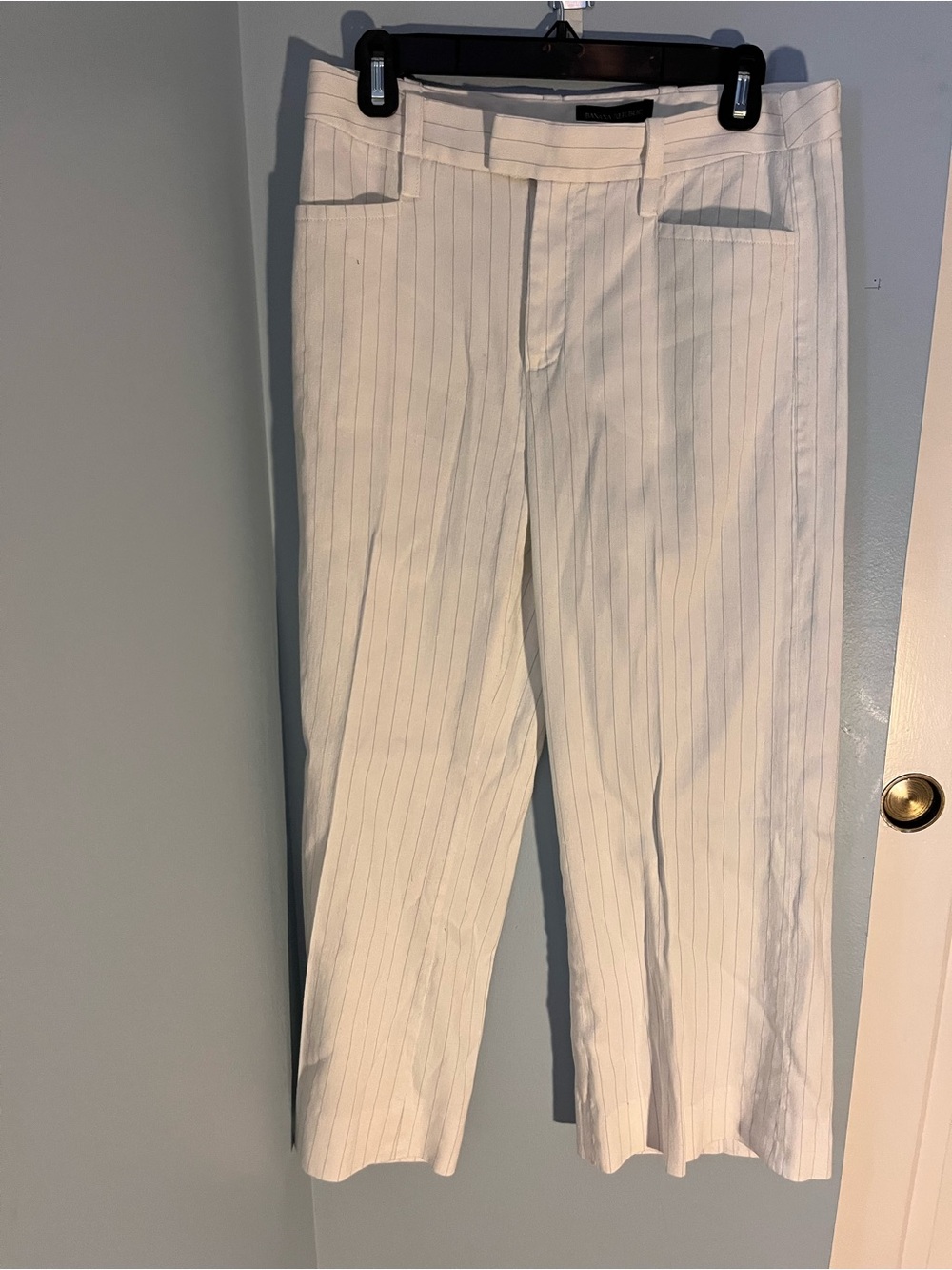 Banana Republic White Linen Pinstripe Dress Pants